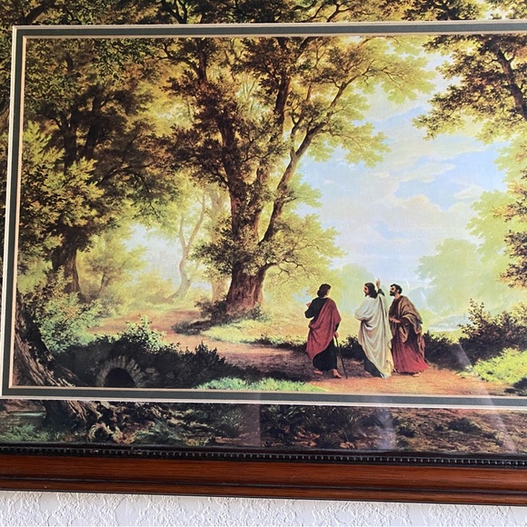 Vintage Dickson Way To Emmaus Wood Framed Print Jesus & Disciples 17.5”x 13.5” - Picture 7 of 14